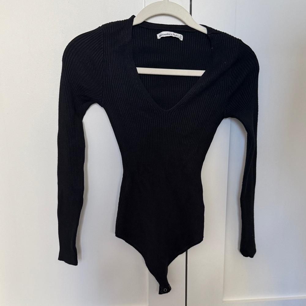 NWT Abercrombie & Fitch Black Ribbed Bodysuit